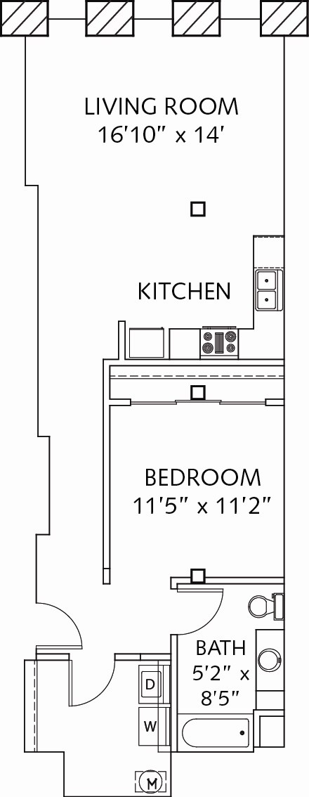 A22 1  Bed   1  Bath   840 Sq. Ft. at Lofts at Lafayette Square Apartments, Saint Louis, MO